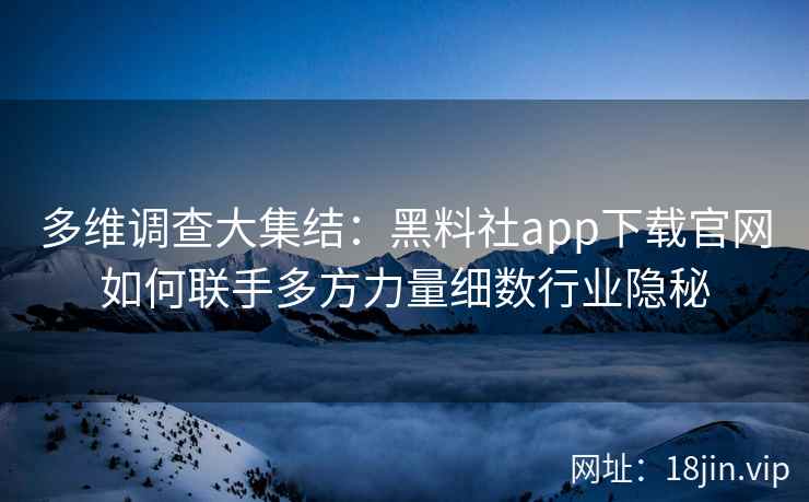 多维调查大集结:黑料社app下载官网如何联手多方力量细数行业隐秘 多维调查大集结:黑料社app下载官网如何联手多方力量细数行业隐秘