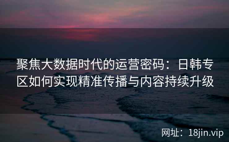 聚焦大数据时代的运营密码：日韩专区如何实现精准传播与内容持续升级