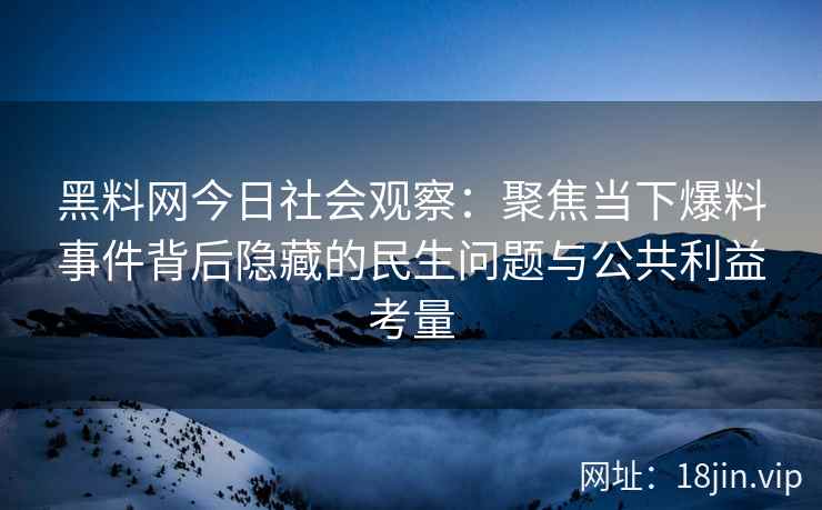 黑料网今日社会观察：聚焦当下爆料事件背后隐藏的民生问题与公共利益考量