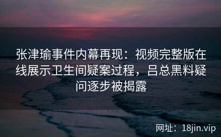张津瑜事件内幕再现：视频完整版在线展示卫生间疑案过程，吕总黑料疑问逐步被揭露